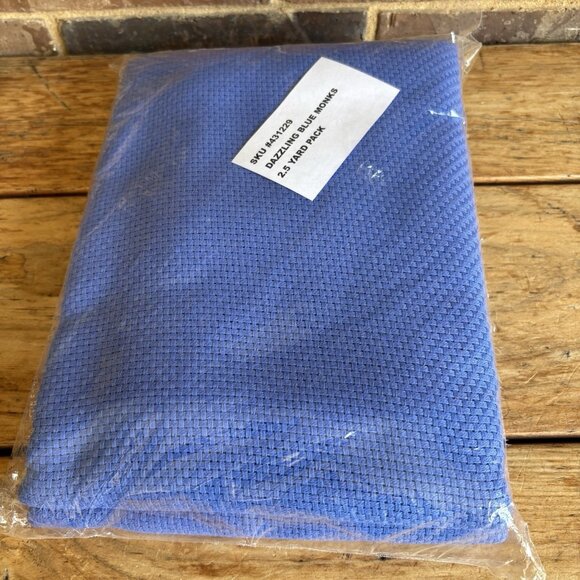 Monks Cloth Fabric 60" 100% Cotton 4x4 Weave/8 Count 2 1/2 Yards Blue - Picture 1 of 3